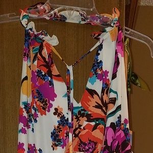 Vibrant floral halter maxi dress